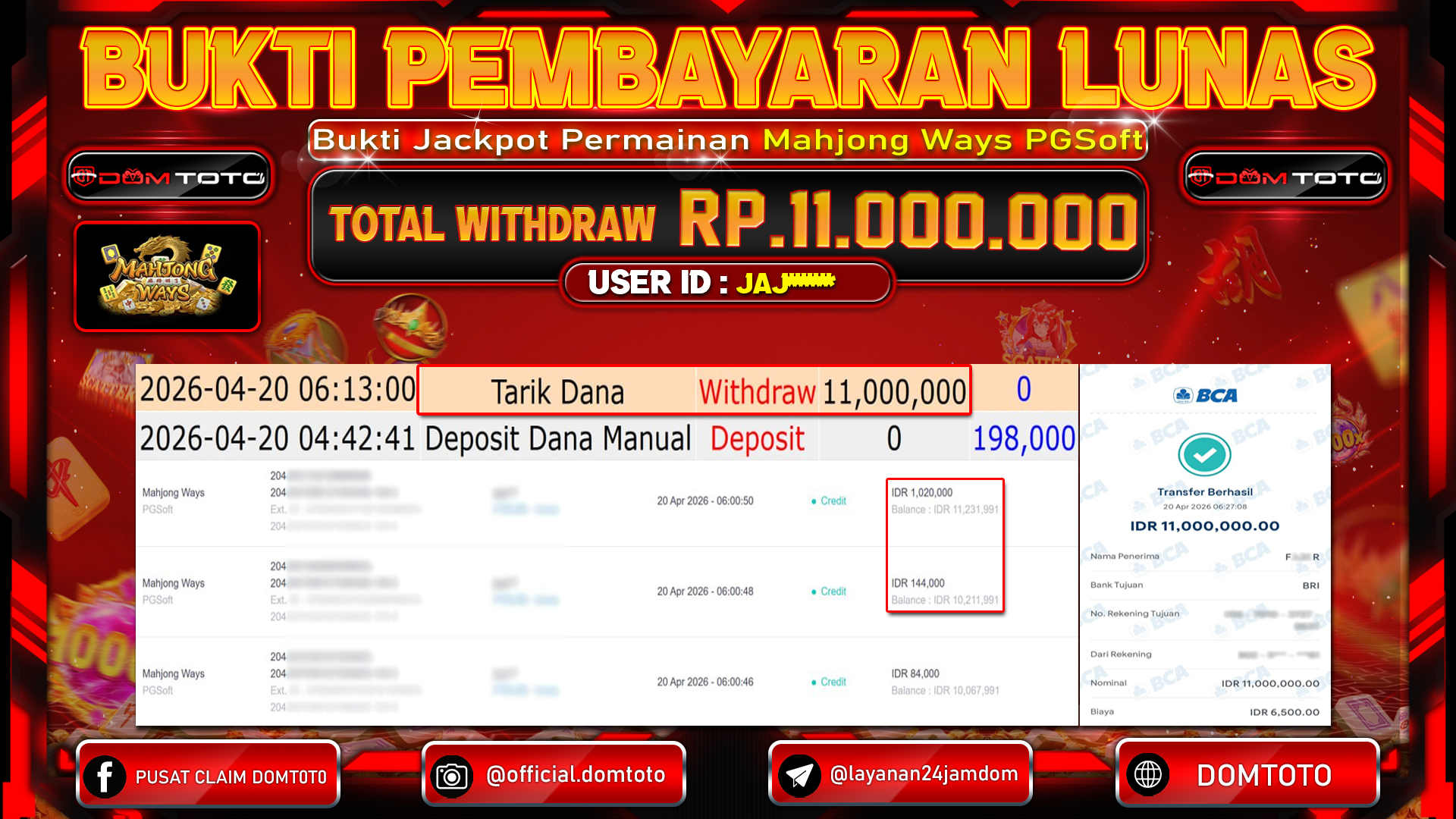 JACKPOT SLOT Mahjong Ways PGSoft 20 APRIL 2026